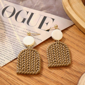 Handmade Soft Clay Material Brown Woven Earring (10 Sets)