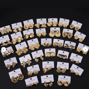 32 Pairs Assorted 304 Stainless Steel Geometric Strip Earring (5 Sets)