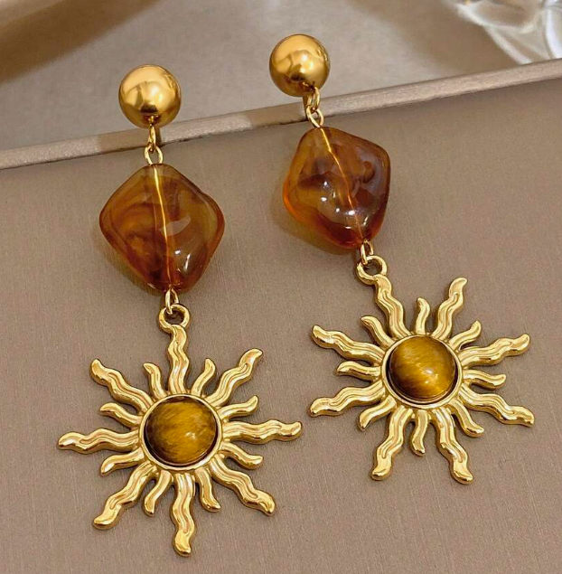Vintage Sun & Flower Dangle Earring (10 Sets)