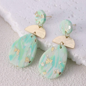 Handmade Mint Green Irregular Foil Effect Earring (10 Sets)