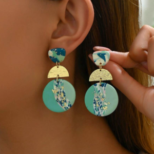 Vacation Style Colorful Round Clay Earring (10 Sets)