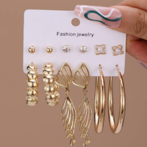 6 Pairs Combination Exaggerated Faux Flower Hoop Earring (10 Sets)