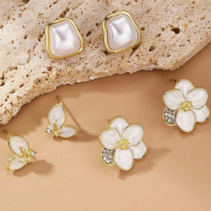 3 Pairs Elegant Camelia Flower Earring Set (10 Sets)