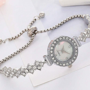 Women's Silver Zinc Alloy Strap Fashionable Elegant Quartz Watch (10 Sets)