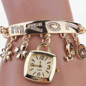 Fashion Alloy Crystal Pendant Charm Bracelet Wrist Watch (10 Sets)