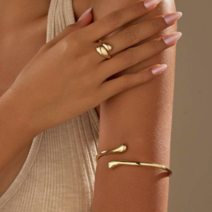 Open Cuff Bracelet Designed with a Ring and Arm Band (10 Sets)