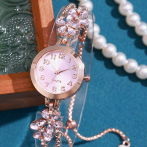 Ladie's Colorful Floral Studded Adjustable Quartz Watch (10 Sets)
