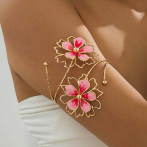 Alloy Double-Ended Enamel Glazed Floral Bangle (10 Sets)