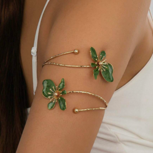 Iron Alloy Double-Headed Enamel Glazed Flower Open Bangle Armlet (10 Sets)