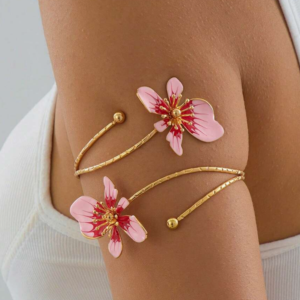 Iron Alloy Double-Head Enamel Floral Open Bangle (10 Sets)