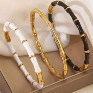 3pcs Set Minimalist High-Quality Luxury Stainless Steel Bamboo Bangle Bracelet (10 Sets)