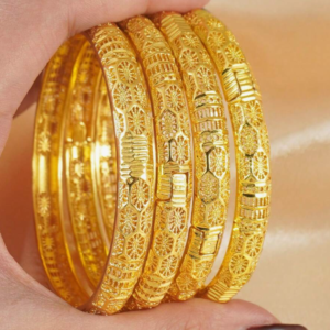 24K Gold-Plated Middle Eastern Style Bangle Bracelet (10 Sets)