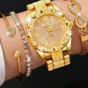 4pcs Set Luxury Sparkling Diamond Round Women's Watch (10 Sets)