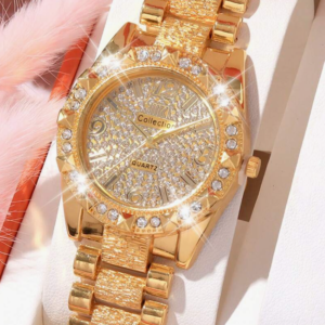 Fashion Luxury Sparkling Diamond Encrusted Round Women Quartz Watch (10 pieces/Color)