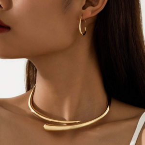 Minimalist Nailed Shaped Alloy Choker Necklace & Teardrop Earring Set (10 Sets)