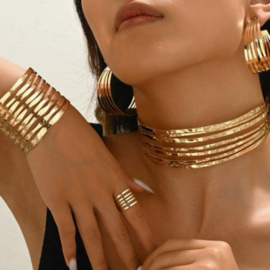 Minimalist Metal Wire Layering Bangle Bracelet, Ring, Necklace and Earring Set (10 Sets)