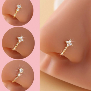 3pcs Rhinestone Decorated Clip-On Nose Ring (10 Sets/Color)