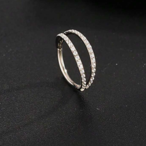 18g Titanium Steel CZ Double Hoop Nose Ring (10 Pices)