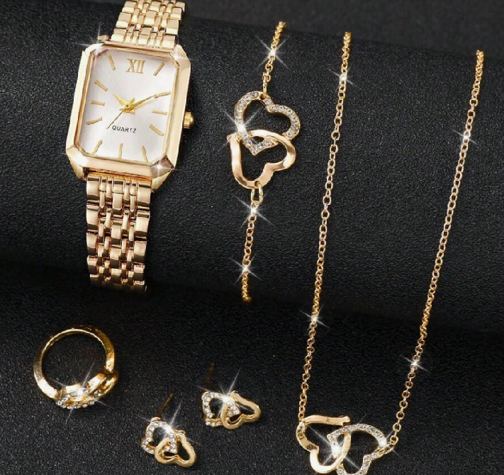 sj260330114483492388831 one 6pcs Women Quartz Watch Heart Jewelry Set (10 Sets) - Image 3