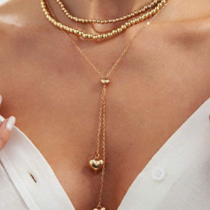 3pcs/set Fashionable and Simple String Bead Layered Locking Necklace Set (10 Sets)
