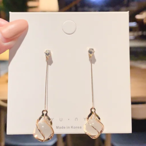 new style geometric earring cat's eye stone pendant (10 pieces)
