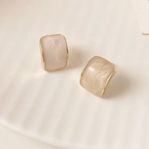 new geometric earring arched oil drip beige color (10 pieces)