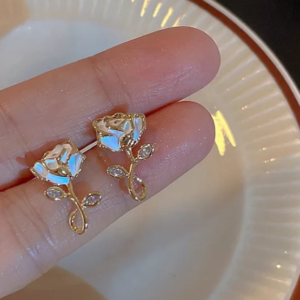 new geometric earring white rose (10 pieces)