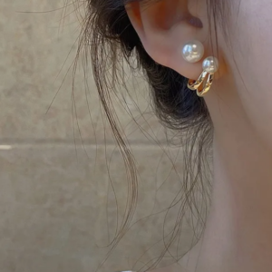 new style geometric earring large & small pearl earring (10 pieces)