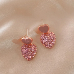 new geometric earring heart shaped pink diamond (10 pieces)