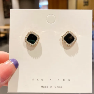 new style geometric earring black square diamond (10 pieces)